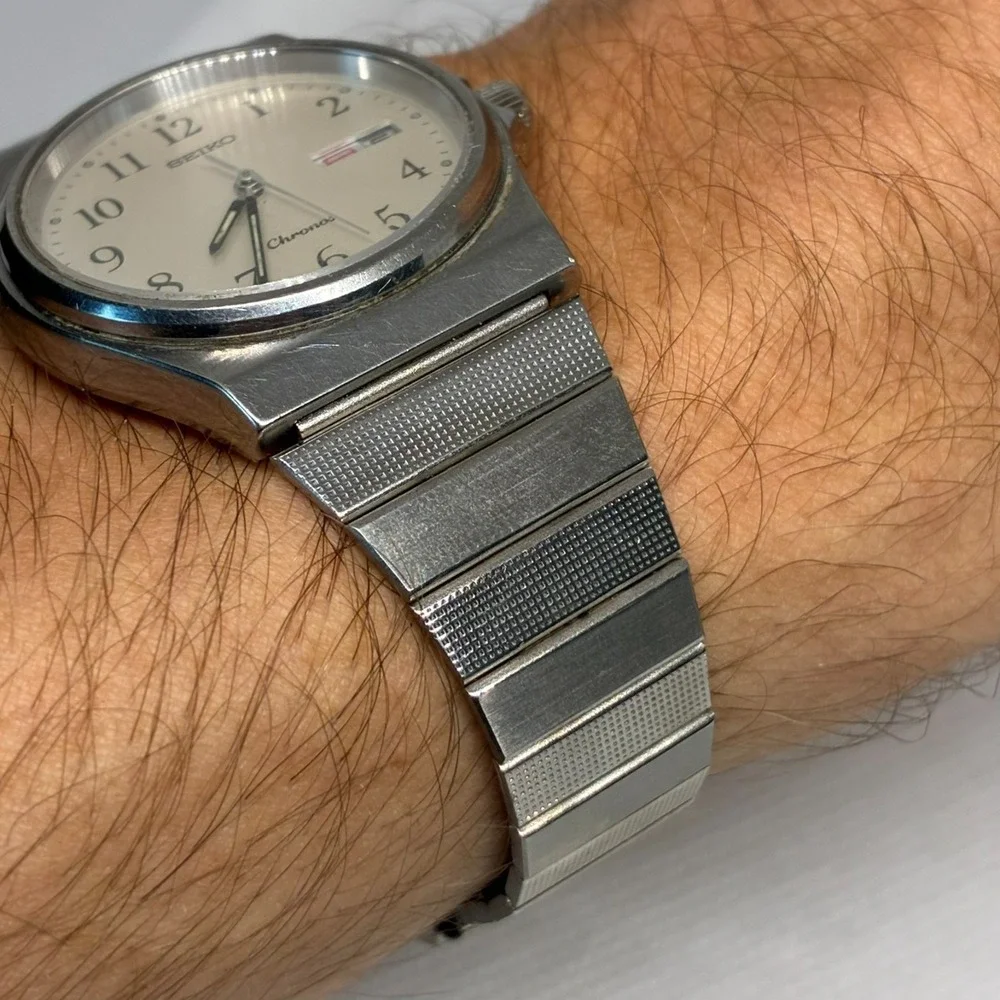 Seiko Chronos Vintage 5H23-7D20 Quartz Men's Watch Stainless Steel-WORKING!